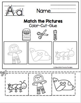 alphabet worksheets no prep color cut glue by preschool printable