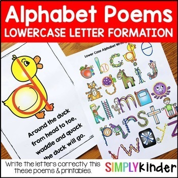 Preview of Alphabet Posters with Letter Formation Poems - Lowercase Letter Tracing