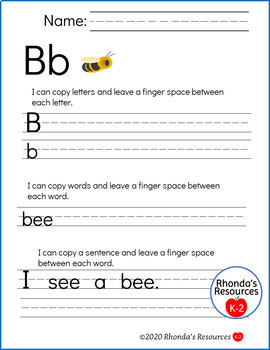 Hand Writing Practice Copy Letters Words and Sentences | TPT