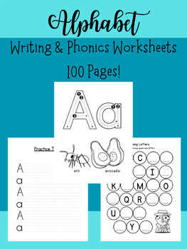 Preview of Alphabet Writing & Phonics Practice Pages-100 No-Prep Worksheets!