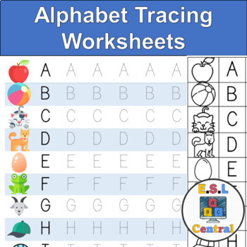 Preview of Beginners Alphabet Handwriting Practice Worksheets - Letter Tracing & Coloring