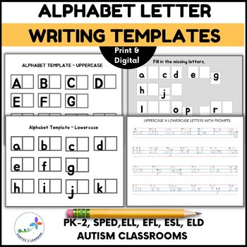 Preview of Alphabet Letter Tracing and Writing Templates- Uppercase and Lowercase