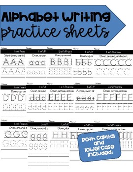 alphabet writing worksheets by connected n sped tpt