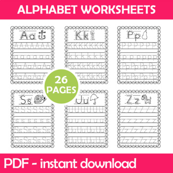 Alphabet Writing Worksheets (Preschool, Kindergarten; Homeschool)