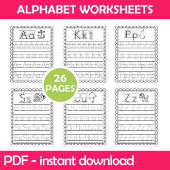 Alphabet Writing Worksheets For Preschool Kindergarten By Kinder Gems Store