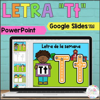 Preview of Alphabet activities in Spanish, Letter T for Google Slides™ Letra de la semana