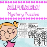 Alphabet and Beginning Sounds Mystery Puzzle Worksheets