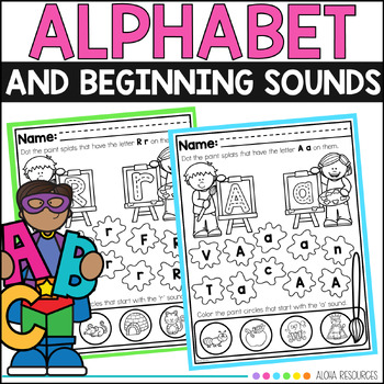 Alphabet and Beginning Sounds Phonics Practice No Prep Printables