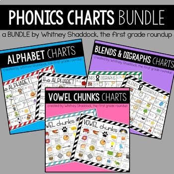 Preview of Alphabet Chart - Blends and Digraphs Chart - Vowel Team Chart BUNDLE
