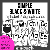 Alphabet and Digraph Cards: Simple Black and White