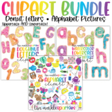 Alphabet and Donut Letter Clipart BUNDLE Watercolor