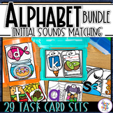 Alphabet and Initial Sounds Matching Task Cards Literacy C