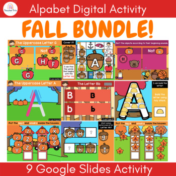 Preview of Alphabet and Letter Digital Activities FALL THEME in Google Slides