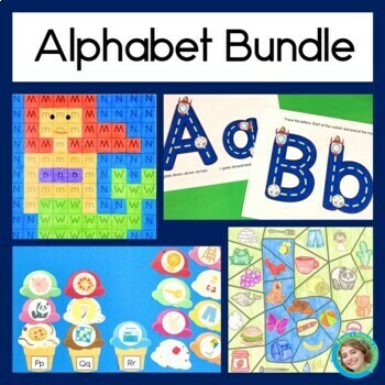 Preview of Alphabet Recognition Worksheets Games Activities and Letter Sounds Bundle