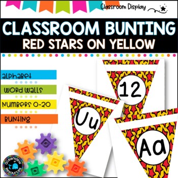 Preview of Alphabet and Number Bunting I Decor Pack I RED STARS I DECOR PACK