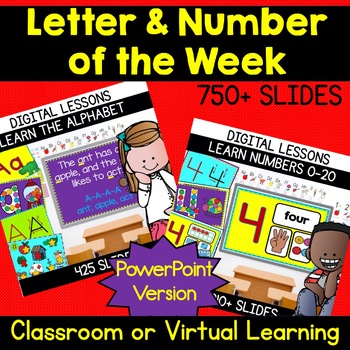 Preview of Alphabet and Number Digital Resources Kindergarten Activities PowerPoint
