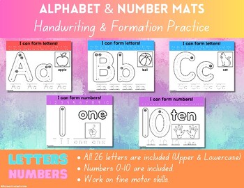 Preview of Alphabet and Number Playdough Mats- Letter & Number Formation