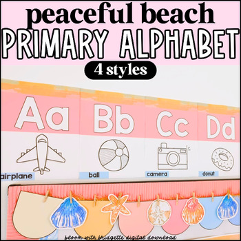 Preview of Beach Theme Primary Alphabet Posters - Editable