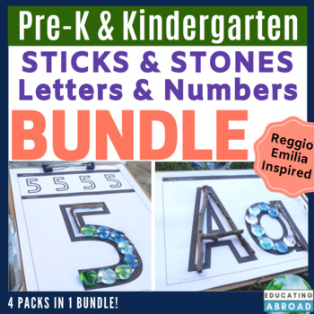 Preview of Alphabet and Number Tracing Worksheets Bundle | Reggio-Inspired Loose Parts 