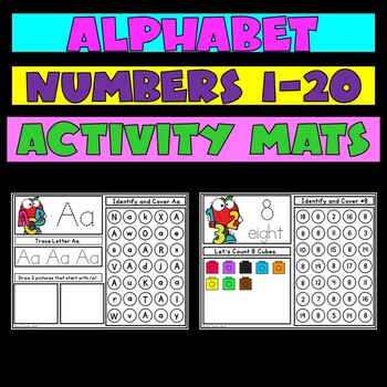 Preview of Alphabet and Numbers 1-20 Activity Mats