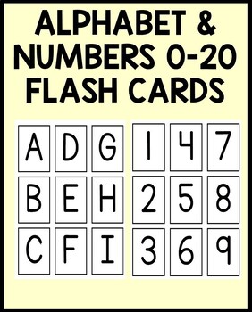 Preview of Alphabet and Numbers 1-20 Flash Cards