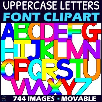 Alphabet and Numbers Font Clipart BUNDLE - with Spanish Accents and Symbols