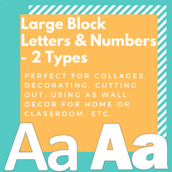 Preview of Alphabet and Numbers Large Block Letters- Upper and Lowercase
