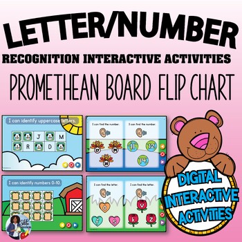 Preview of Letters and Numbers Identification PROMETHEAN BOARD Flip Chart