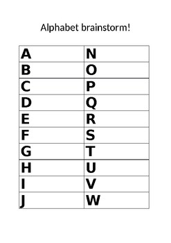 Preview of Alphabet brainstomr