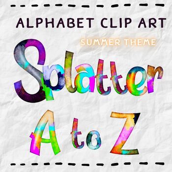 Preview of Alphabet clip art Splatter watercolor colorful summer, bulletin board, png