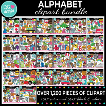 Preview of Alphabet clipart bundle | Beginning sounds | Phonics clip art ($117 value)