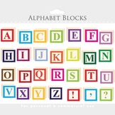 Alphabet clipart - letter blocks clip art, wooden blocks, 