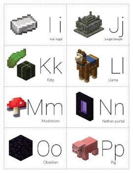 Alphabet flashcards | Minecraft by Miss Tizzy | Teachers Pay Teachers