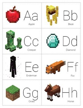 alphabet flashcards minecraft style 1 printable by miss tizzy