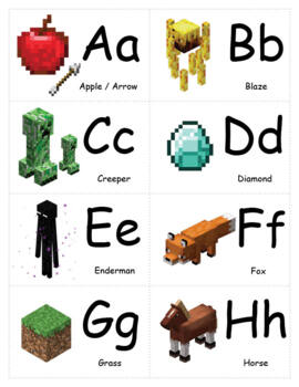 Alphabet Flashcards Minecraft Style 3 Printable By Miss Tizzy