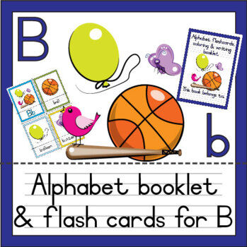 Preview of Alphabet flashcards, booklet, editable PowerPoint and clip art Bb