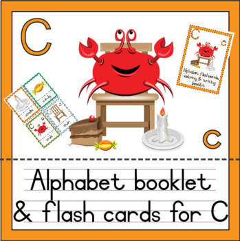 Preview of Alphabet flashcards, booklet, editable PowerPoint and clip art Cc