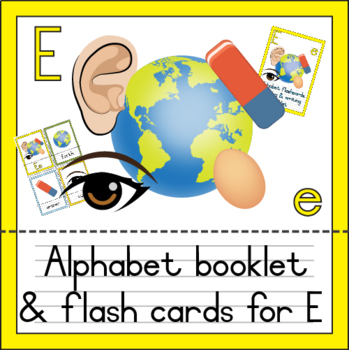 Preview of Alphabet flashcards, booklet, editable PowerPoint and clip art Ee