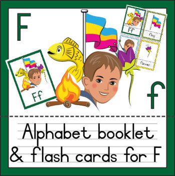 Preview of Alphabet flashcards, booklet, editable PowerPoint and clip art Ff