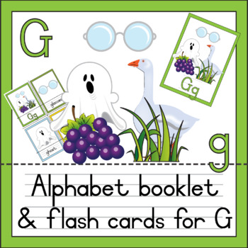 Preview of Alphabet flashcards, booklet, editable PowerPoint and clip art Gg