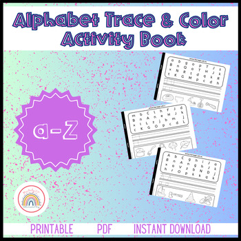 Preview of Alphabet flipbook; find, color, and trace. 26 pages. A-Z activity book.