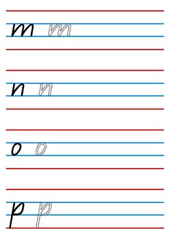 Alphabet handwriting worksheet - QLD beginner's font by Amy Damant
