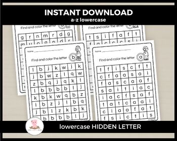 Printable lowercase alphabet hidden letter worksheets by Little Wiggles ...