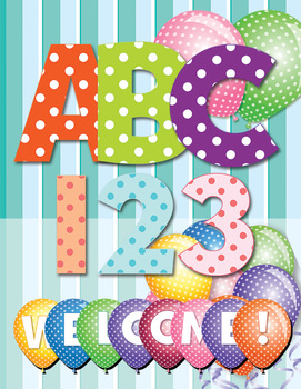Preview of Alphabet in Polka Dots - Two Alphabets - Pastels and Brights - PDF - PNG