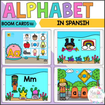 Preview of Alphabet in Spanish Boom Cards Bundle, Alfabeto Sonidos iniciales