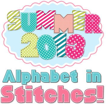 Preview of Alphabet in Summer Colors with Stitches and Patterns - Upper- and Lowercase