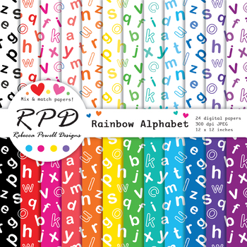 Alphabet Letters, ABC, Digital Papers, Scrapbook Papers, Backgrounds
