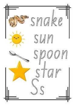 Preview of Alphabet letters and words with matching visuals.