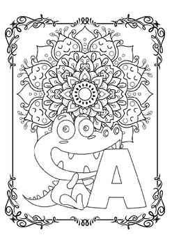 Preview of Alphabet mandala coloring pages - Alphabet animals