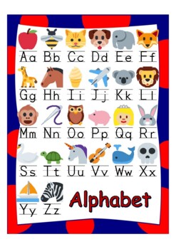 Alphabet poster classroom A4 one letter size and half size, one page ...